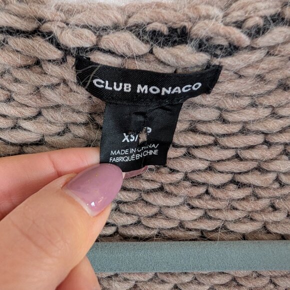 Club Monaco Wool Alpaca Blend Knit Sweater Vest Longline Textured XS Neutral - Picture 4 of 9
